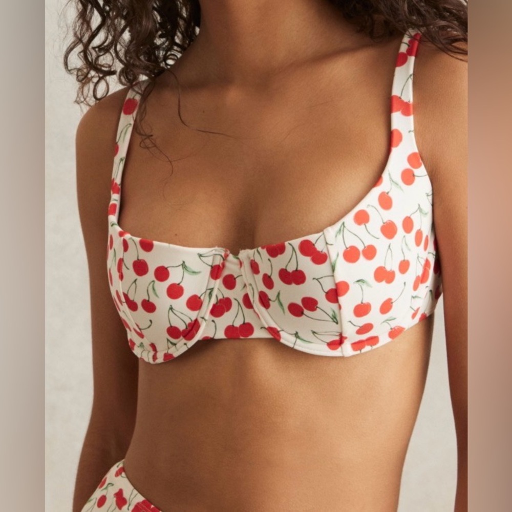 NWT Good American Cherry Print Underwire Bikini Top | Large